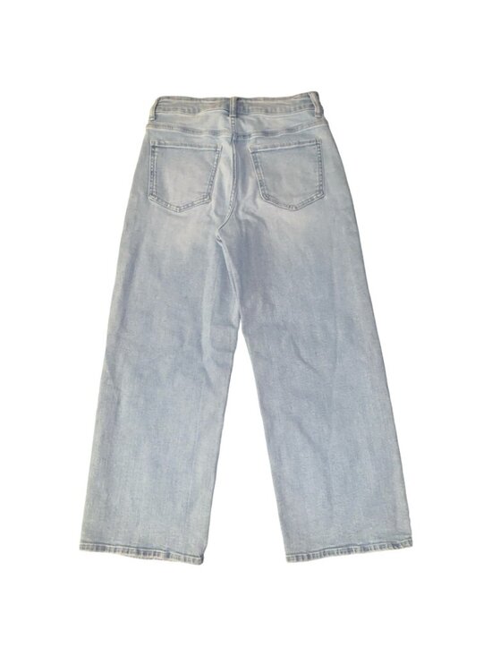 Quince Women Bella Stretch Patch Pocket Wide Leg Blue Pants 28 Boho Spring Crop - Picture 2 of 9